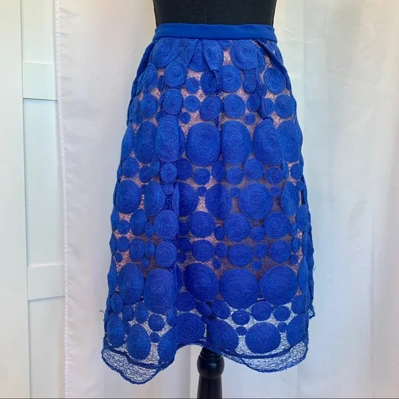 Anthropologie Eva Franco Albastru Circle Skirt Size 8 Blue Lined - Picture 5 of 8